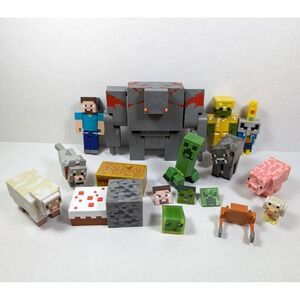 Minecraft Dungeons Action Figure Lot Arch illager Redstone Golem Animals Steve